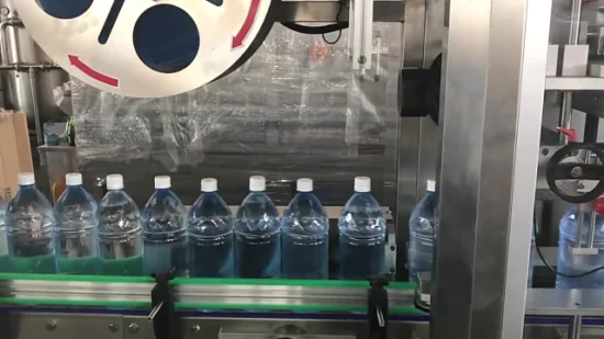 완전 자동 라운드 스퀘어 주스 물 음료 병 PVC 필름 열 수축 슬리브 라벨링 기계 공장 가격